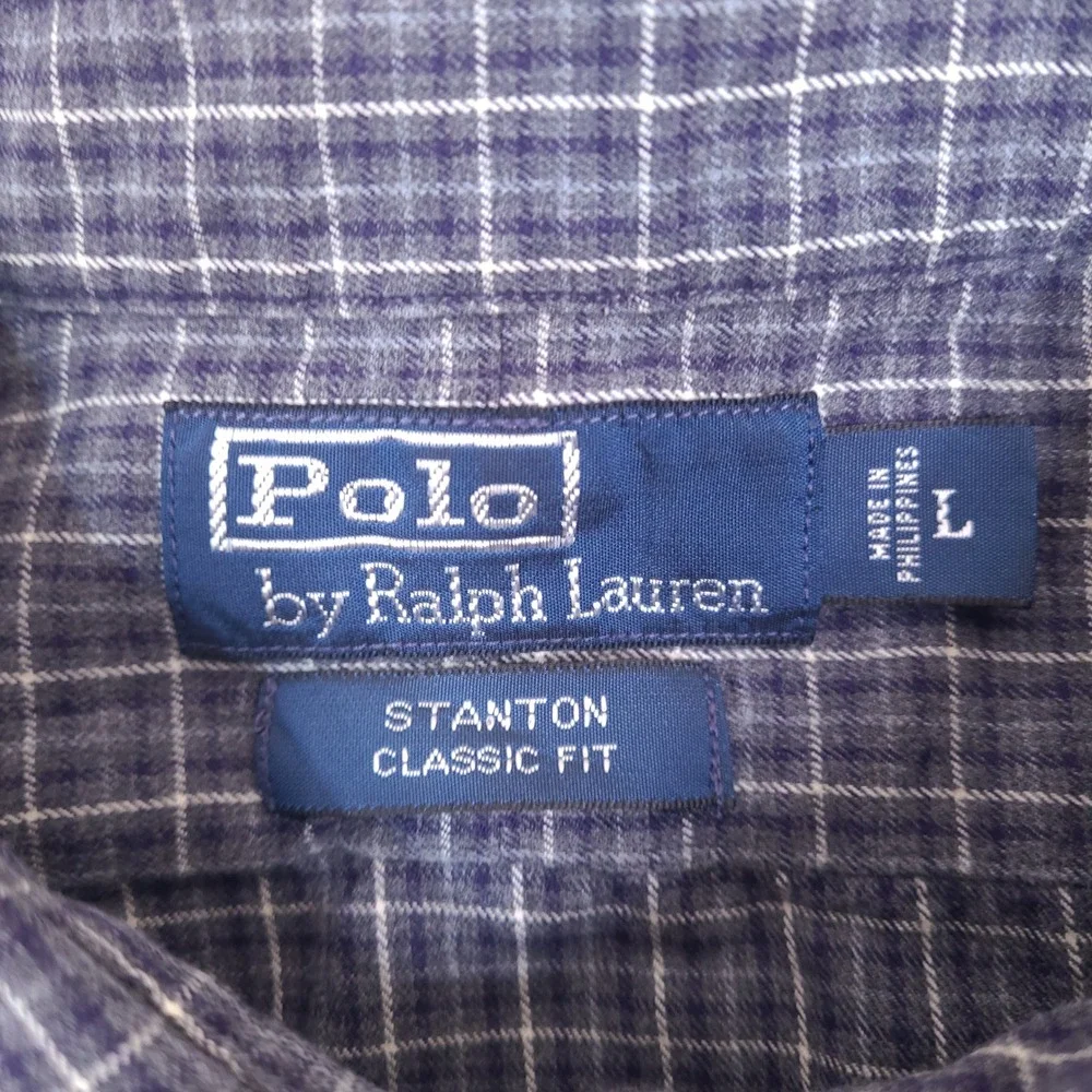 Vintage Polo Ralph Lauren Shirt‎ Mens Large Blue Plaid Stanton Classic Fit *Read